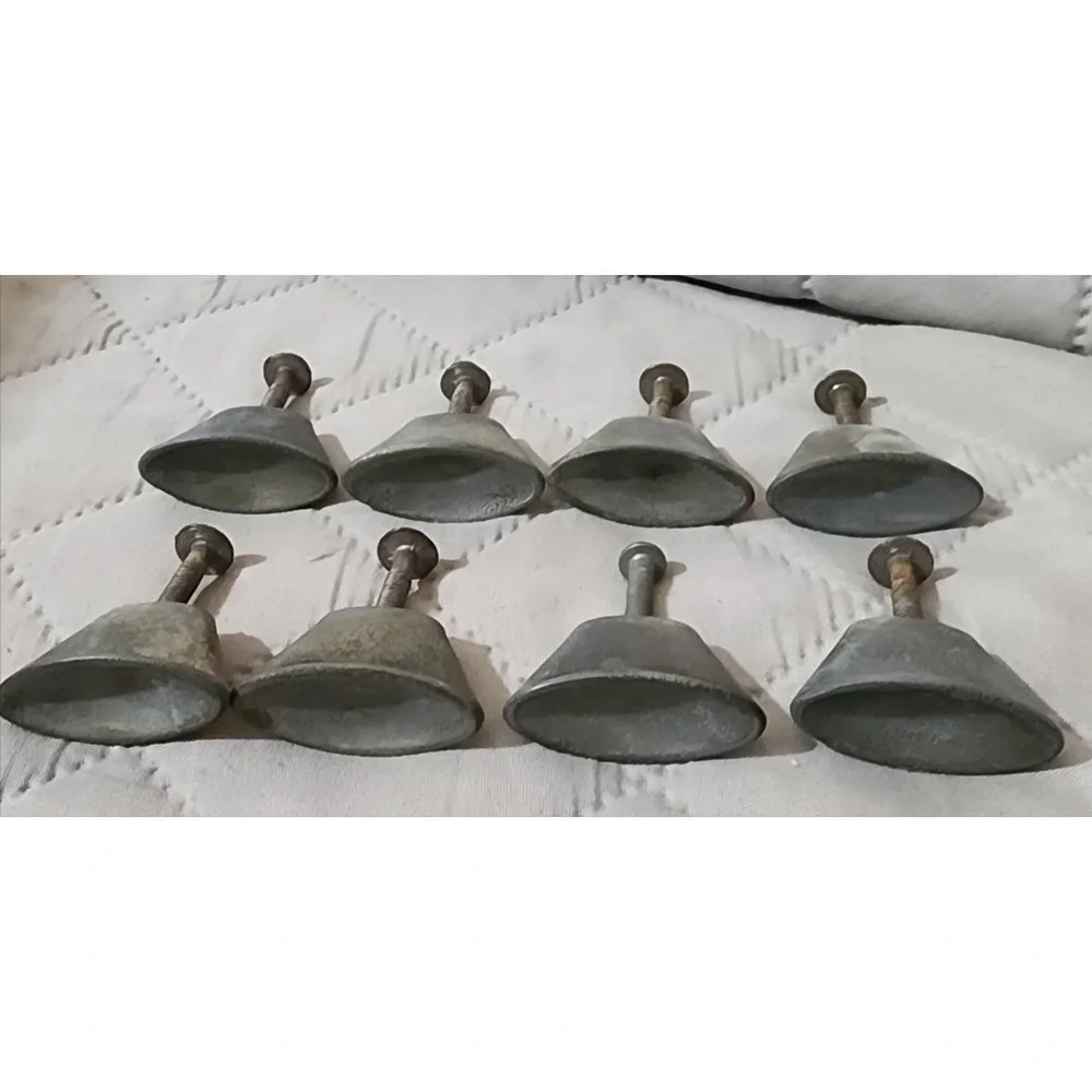 Vintage Mid‎ Century Metal Drawer Pull Knobs Cabinet Hardware Aged Finish Lot 8